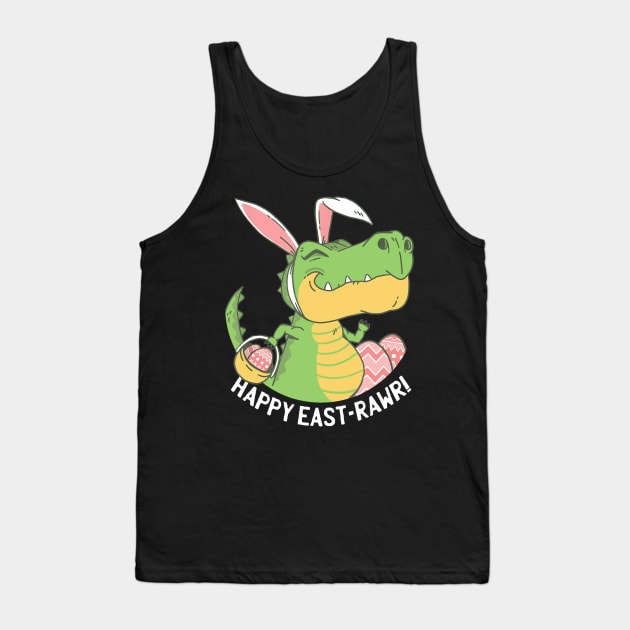 Happy East-Rawr TShirt T Rex Dinosaur Egg Kids Easter Bunny Tank Top by craiglimu